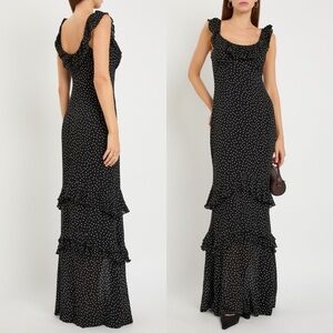 Reformation Tripoli Maxi Dress in Selene Polka Dot Chiffon Black & White Size:0